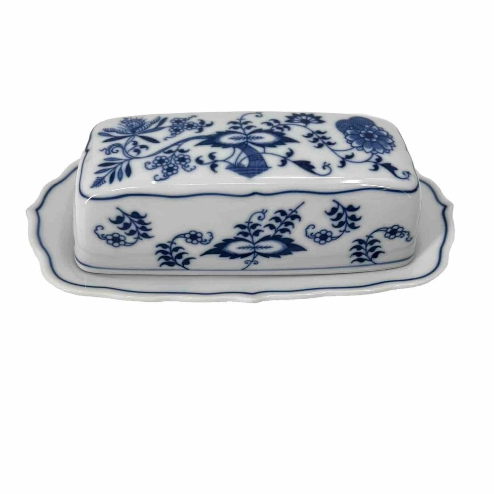 Blue and White Floral Butter Dish